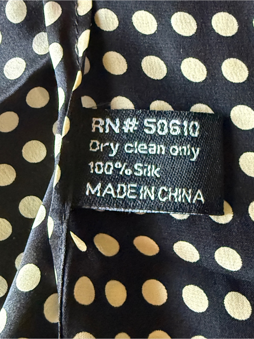 100% Silk Black and White Polka Dot Scarf - Picture 5 of 5